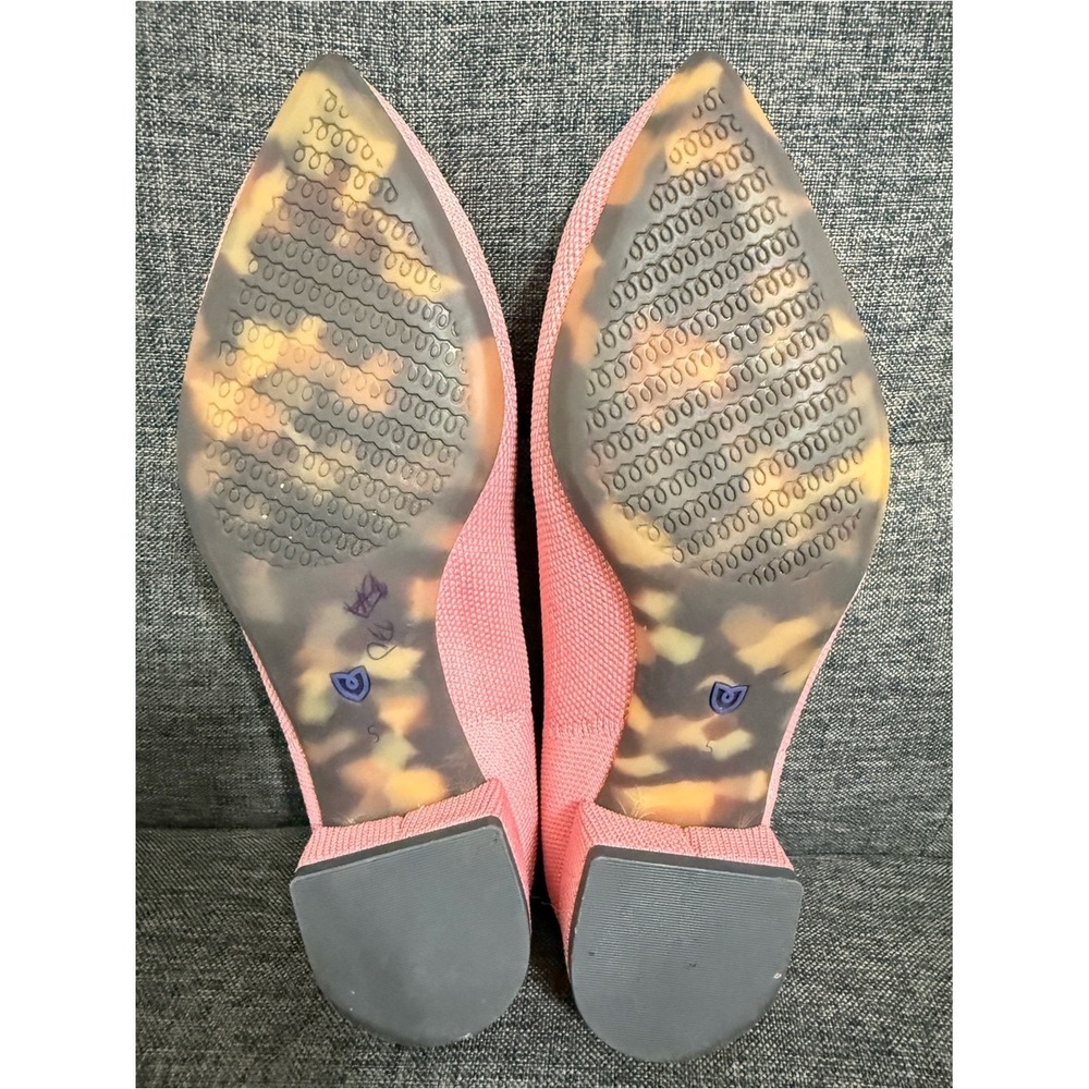 Rothy's The Point Pink Knit Flats Blue Trim Size 5 - Picture 7 of 8